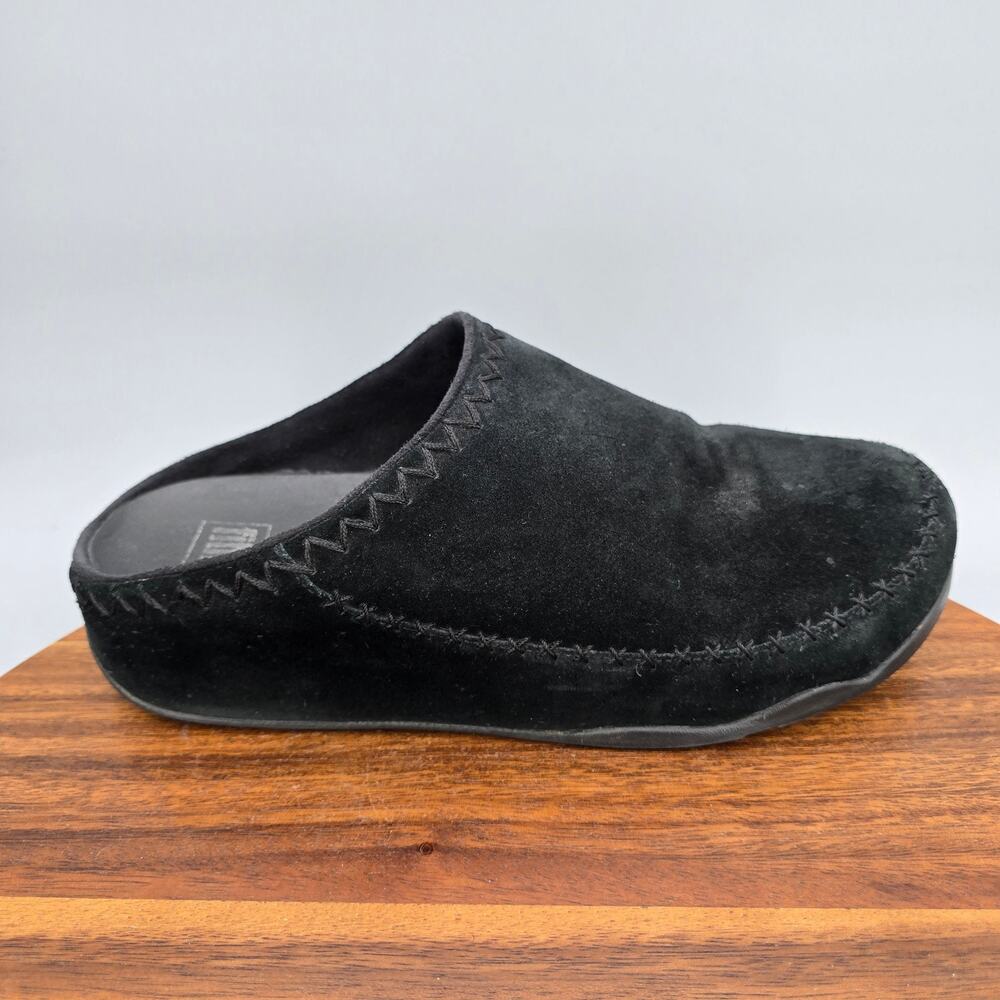 Fitflop Gogh Clogs Womens 10 Black Suede Leather Slip On Comfort Mules Shoes